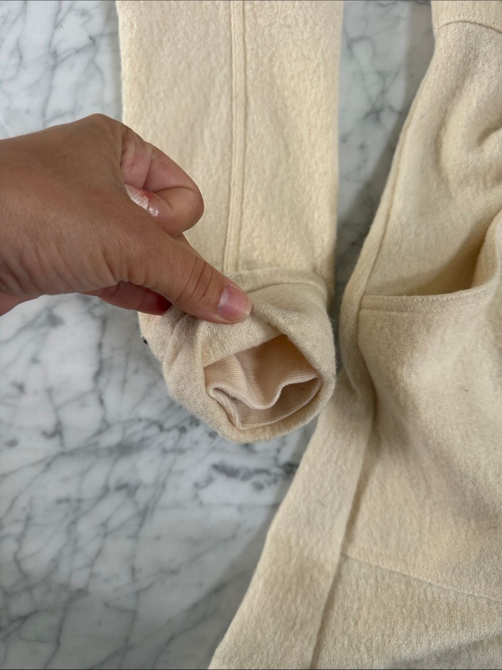 Mountain Khakis Women's Long Hooded Jacket Merino Wool Cream Size S - Picture 10 of 11